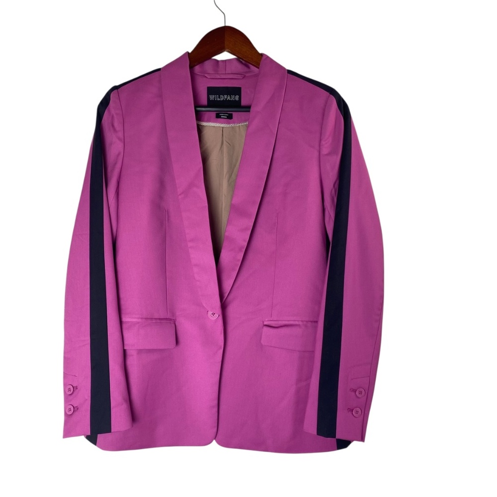 WILDFANG The Empower Colorblock Suit Tux Blazer & Slim Crop Pant Orchid Black - Picture 2 of 16